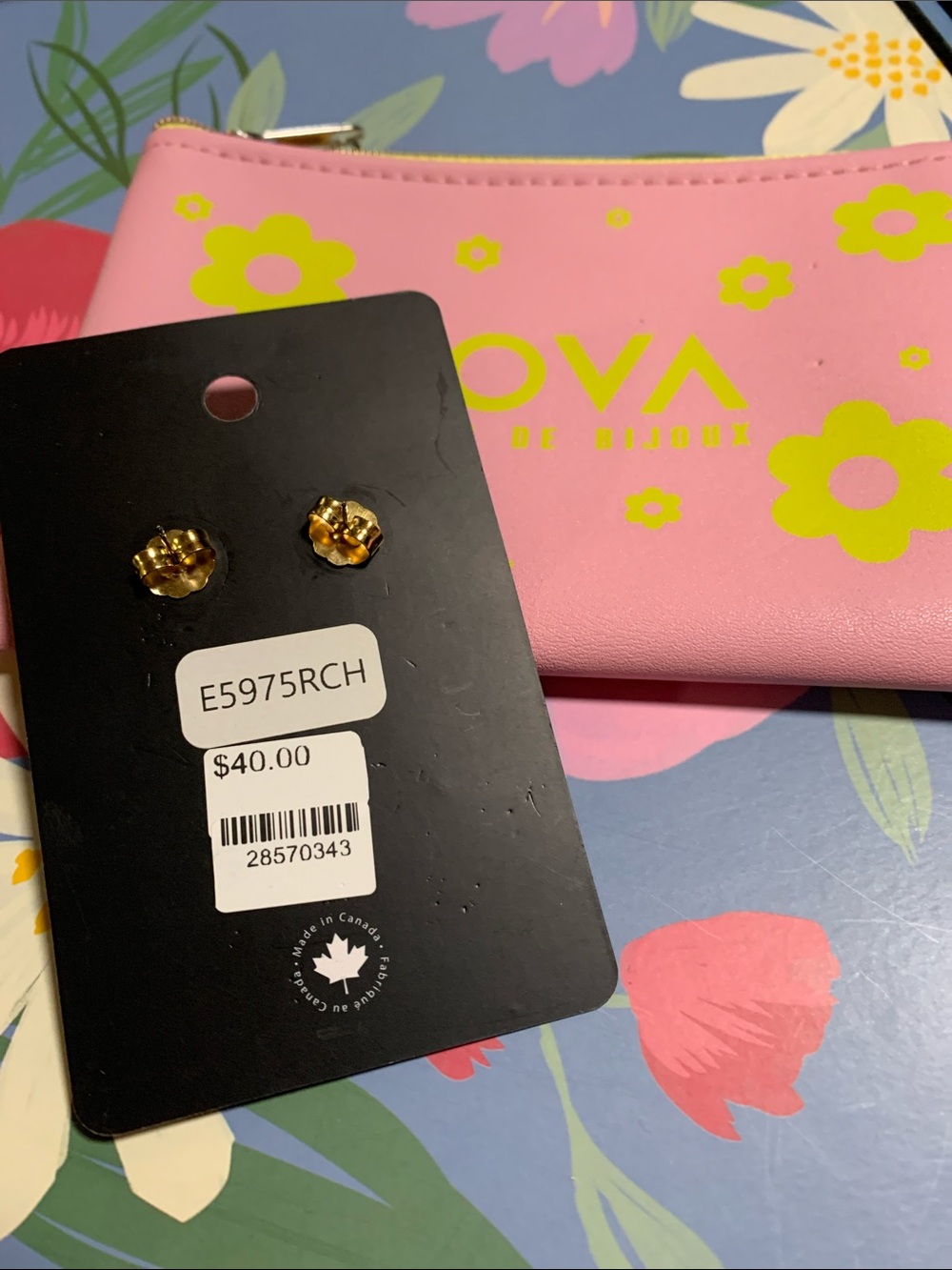 NWT TOVA CHRISLEY STUDS GOLD/ROSE CHAMPAGNE - Picture 12 of 16
